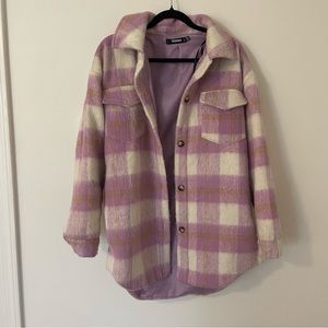 Missguided lavender plaid wool blend coat